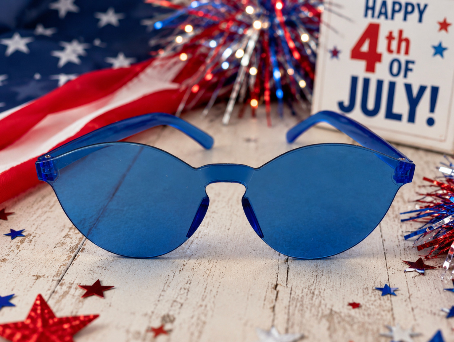 19 Blue Rimless Sunglasses Bulk Lot Party Favors 4th of July Summer Events Retro