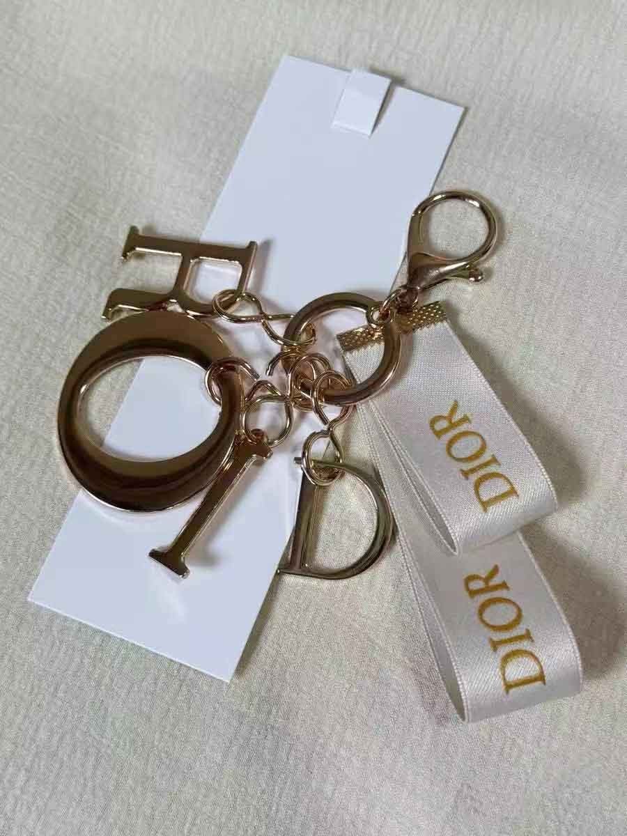 Dior Charm Gold Lucky Logo design Keychain Gift NEW Key chain With Box