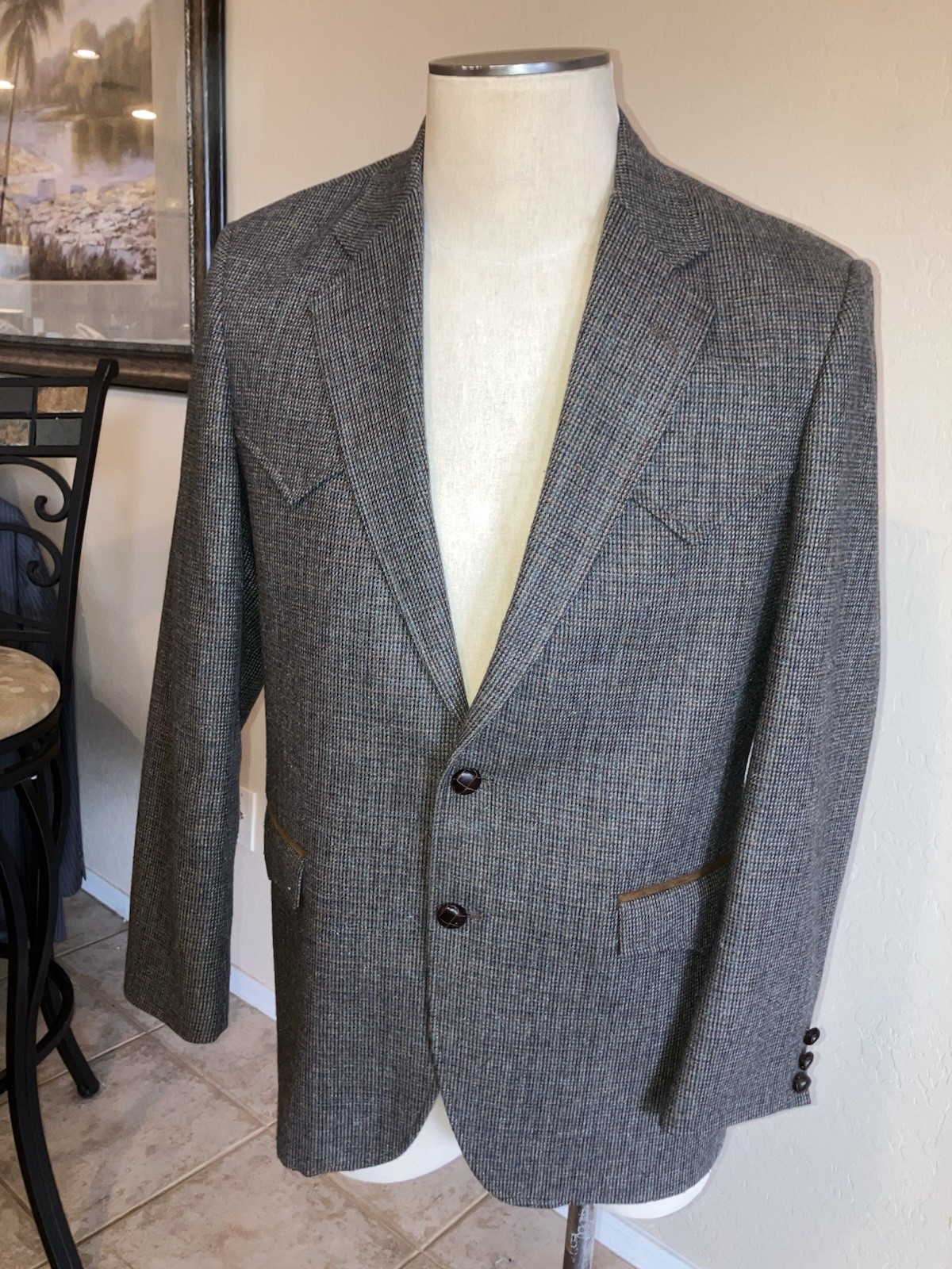Kenny Rogers Western Collection Brown/Grey Tweed Sport Coat 40 R Excellent Condi