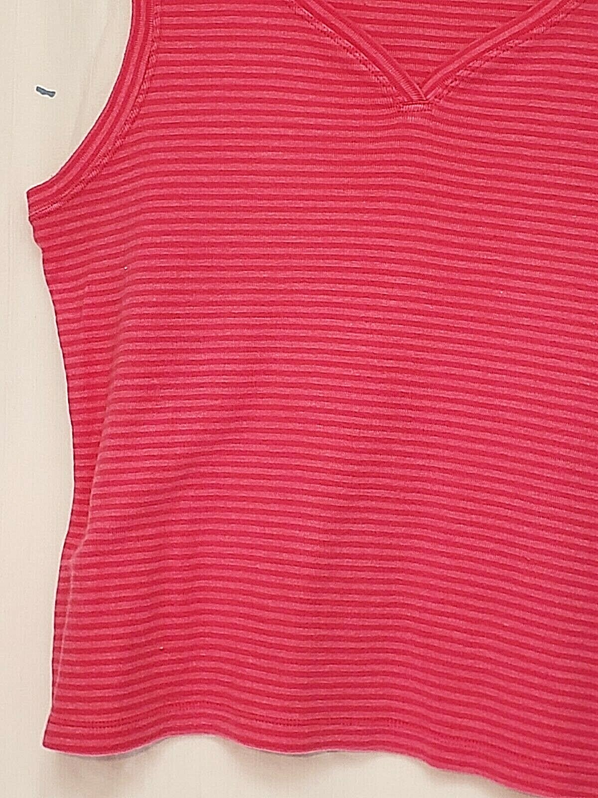 Gloria Vanderbilt Tank Top Stretch Stripes V-Neck Career Lagenlook Beachy XL
