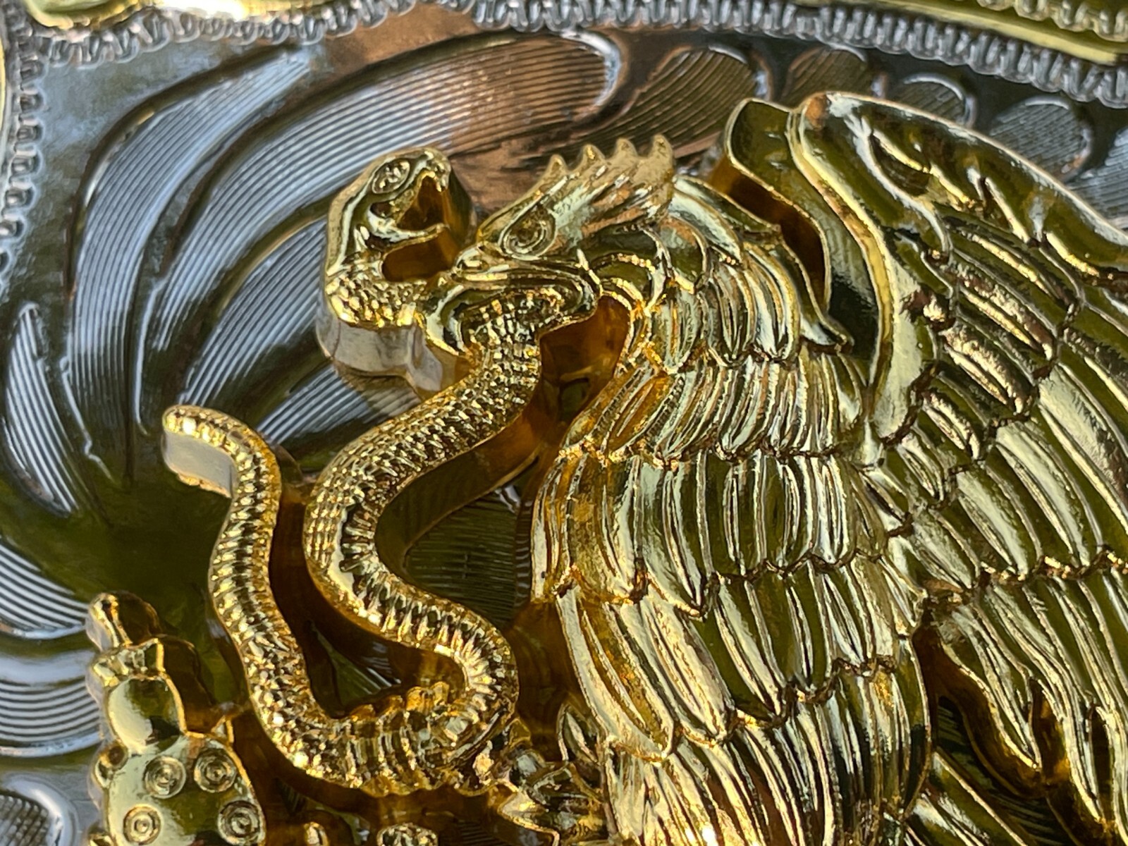 Large Mexican Emblem Western Belt Buckle, Hebilla Mexicana