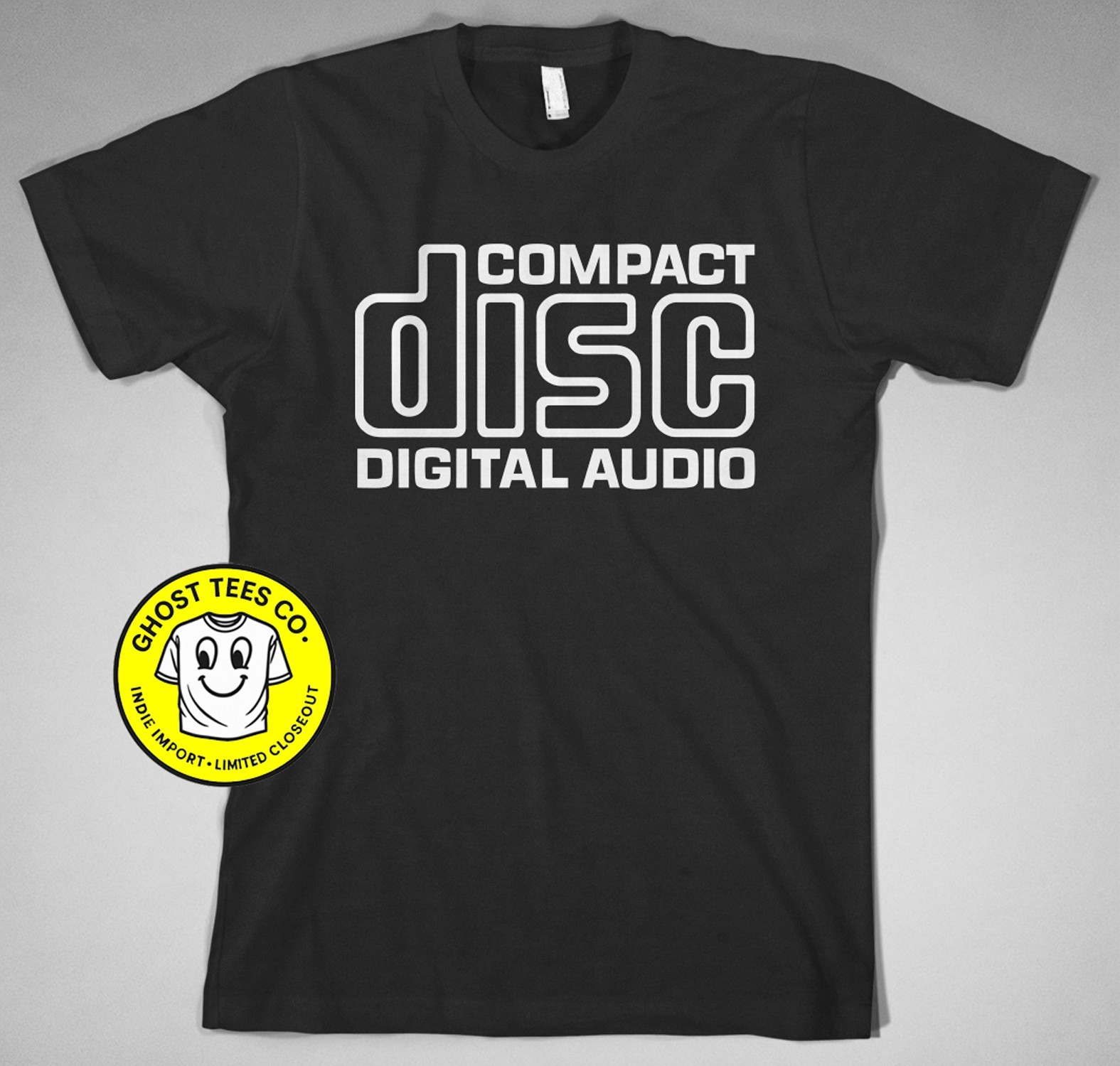 CD Compact Disc logo T-Shirt vintage music player audio mp3 headphones track 90s
