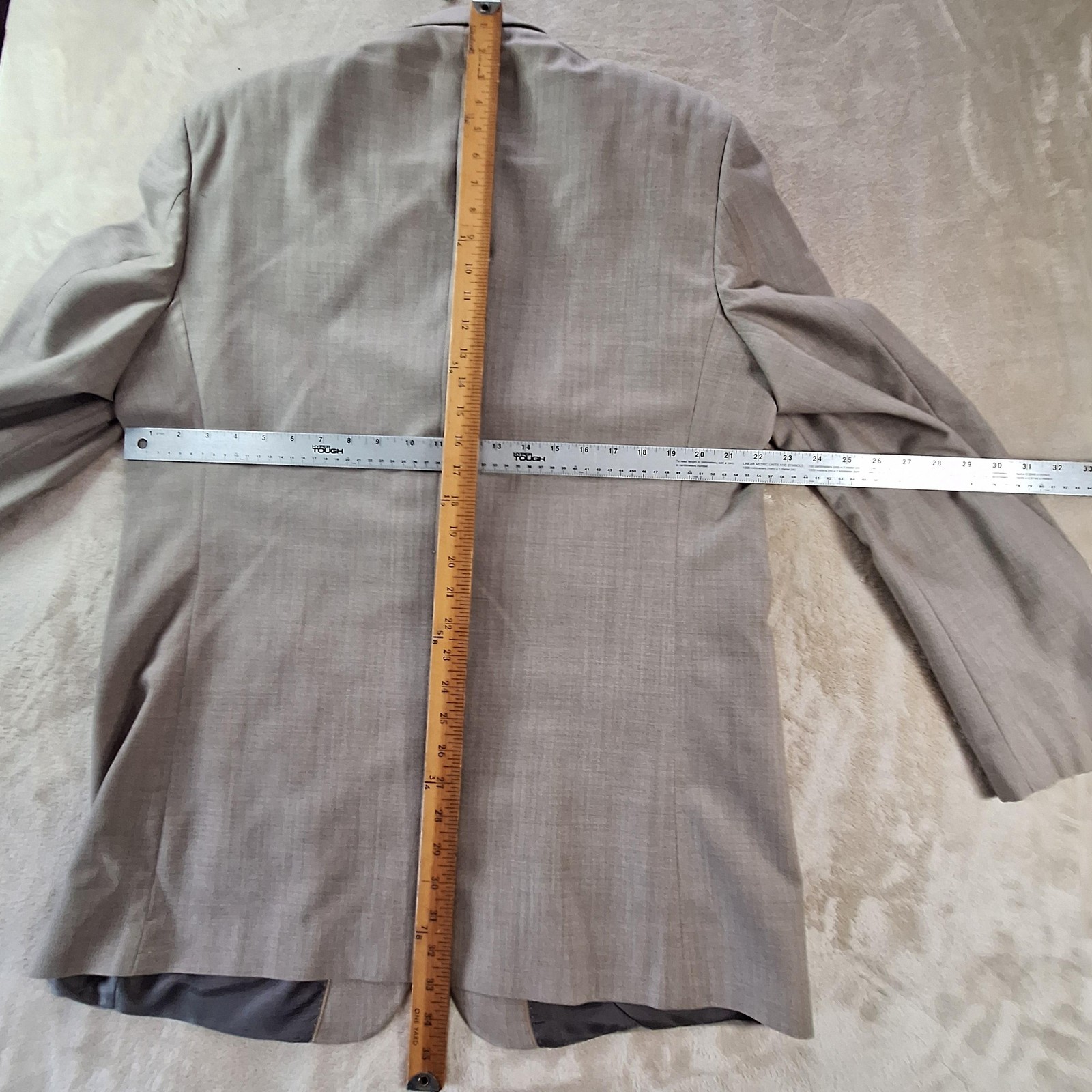 Lineage Suit Mens 44L 38L Tan Wool Blend Blazer Pants Two Piece Classic Fit