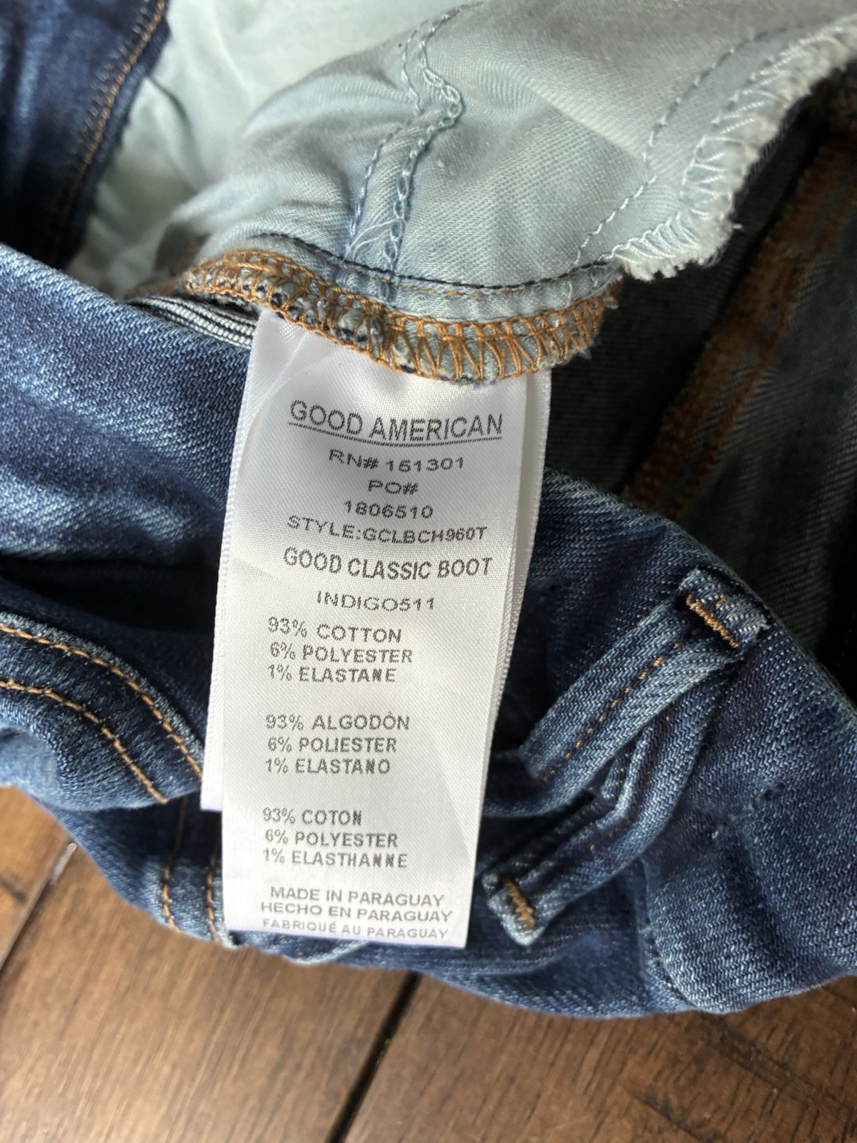 Good American Soft Tech Good Classic High-Rise Bootcut western Jeans Stretch 12