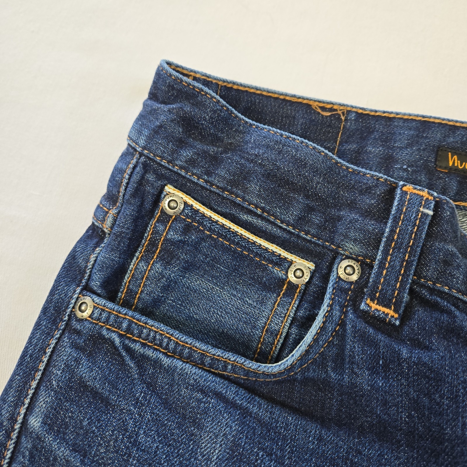 Nudie Jeans Grim Tim Dry Deep Selvage Men’s 30×34 (29×32) Slim Dark Wash Fade