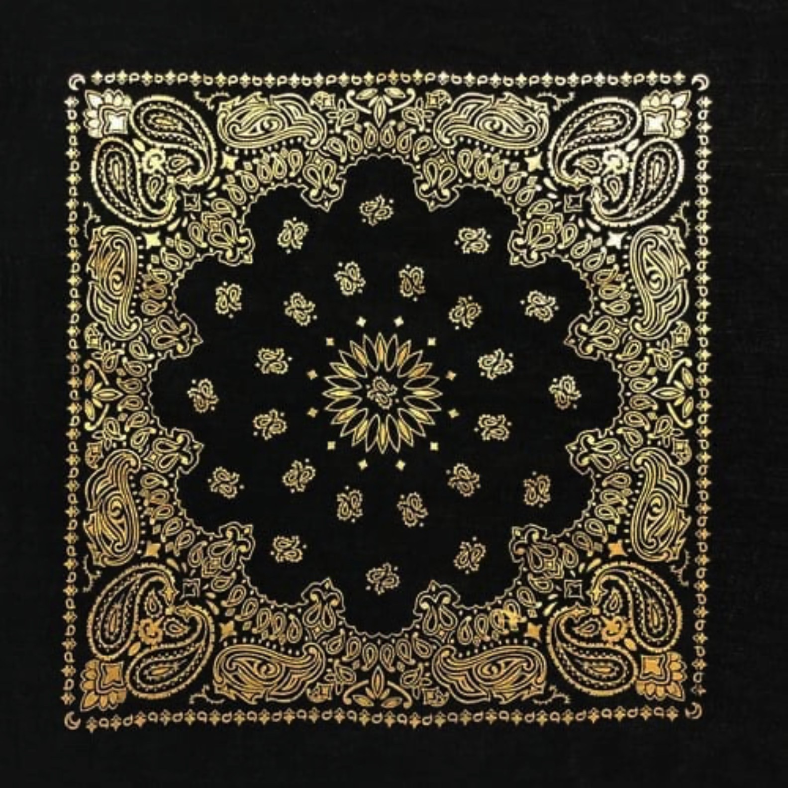 Black/Gold Paisley Bandanna, 22″x22″, Made in India, Hav-A-Hank
