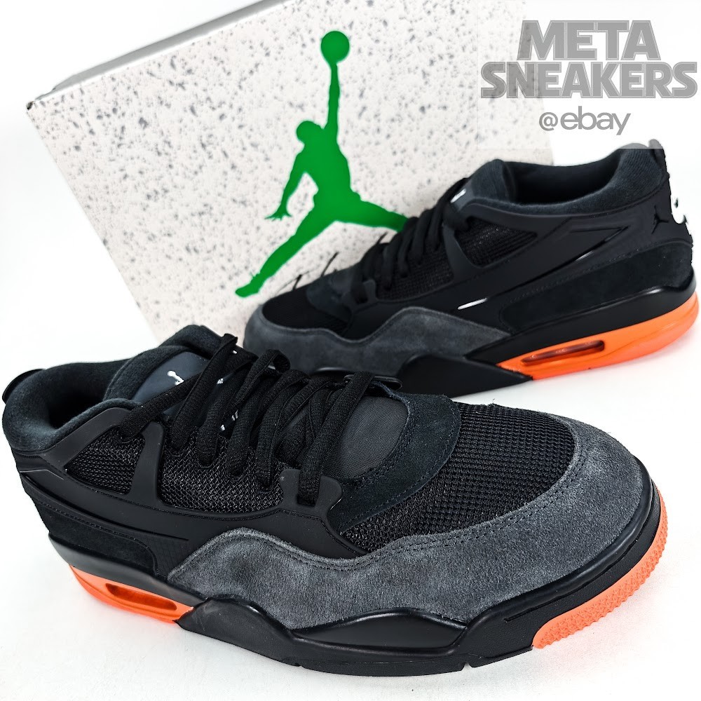 Air Jordan 4 RM US 12.5 Men’s Black Starfish Orange White Nike HF8126-001 NIB