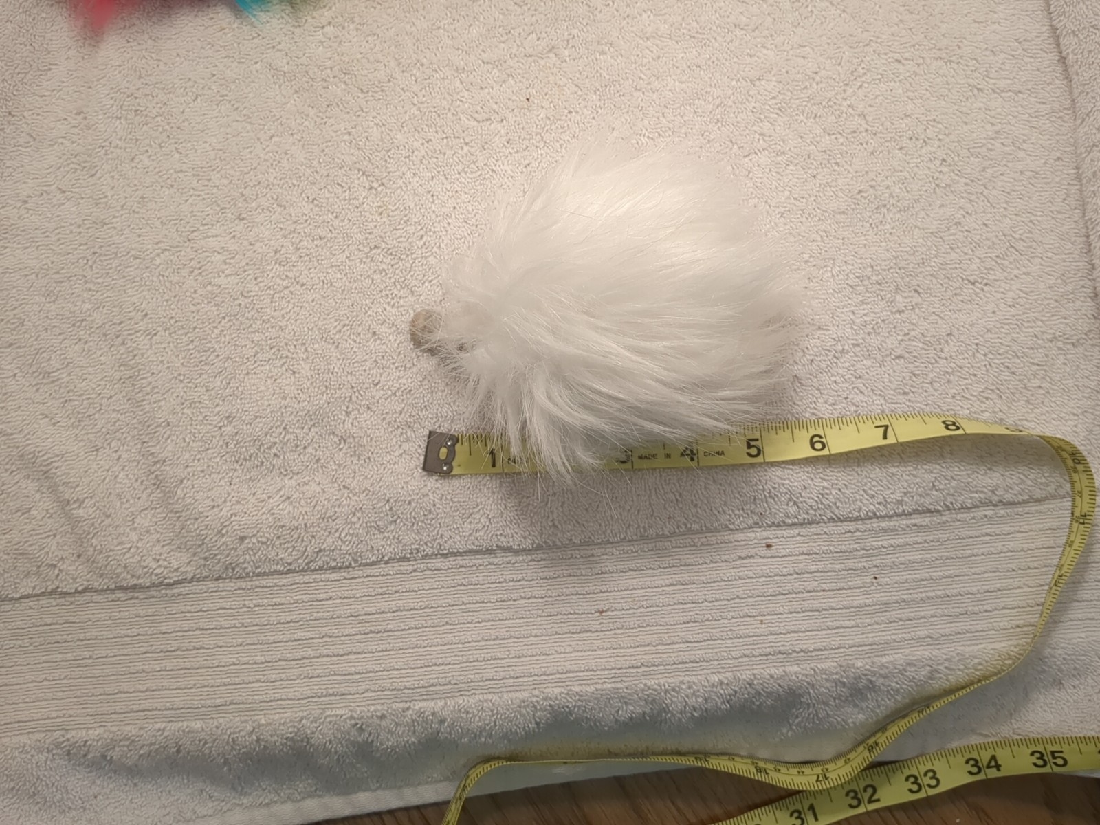 RAINBOW STRIPES GAY PRIDE 16″ FAUX FOXTAIL KEYCHAIN/CLIP, White Bunny Tail Lot