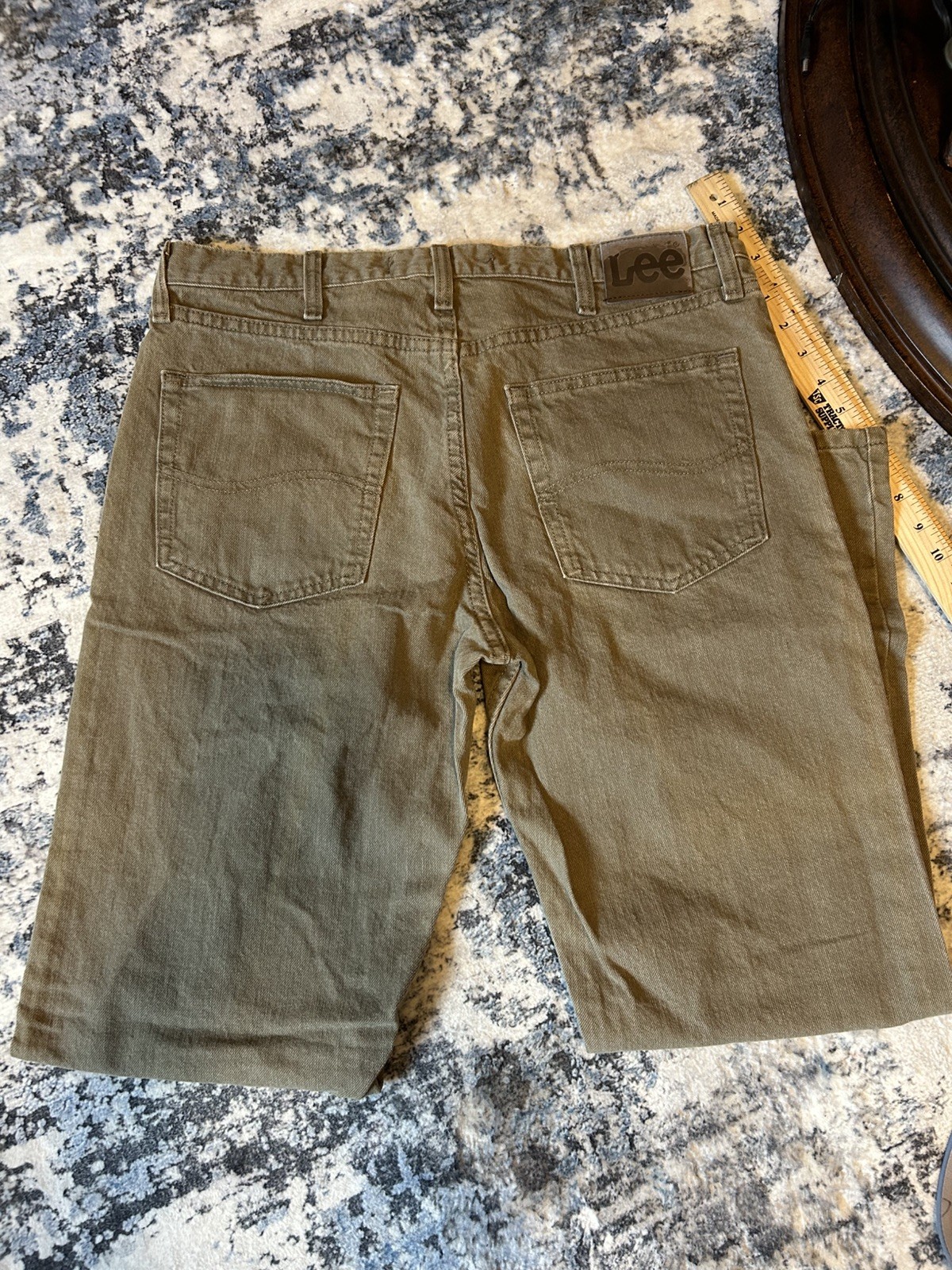 Lee Jeans Men 34×29 Greenish Khaki Denim Regular Fit Straight Cowboy Army Marine