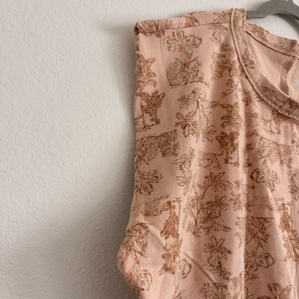 Aerie Tan Tropical Print Oversized Muscle Tee- size XS