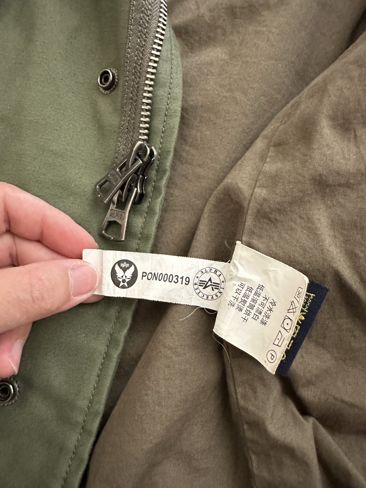Alpha Industries Men’s Green Hooded Military Jacket, Long Zip/Button Pockets – S