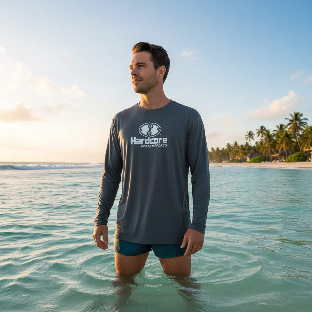 Hardcore Men’s Long Sleeve Rash Guard Surf Shirt – Relaxed Fit Swimwear Designed