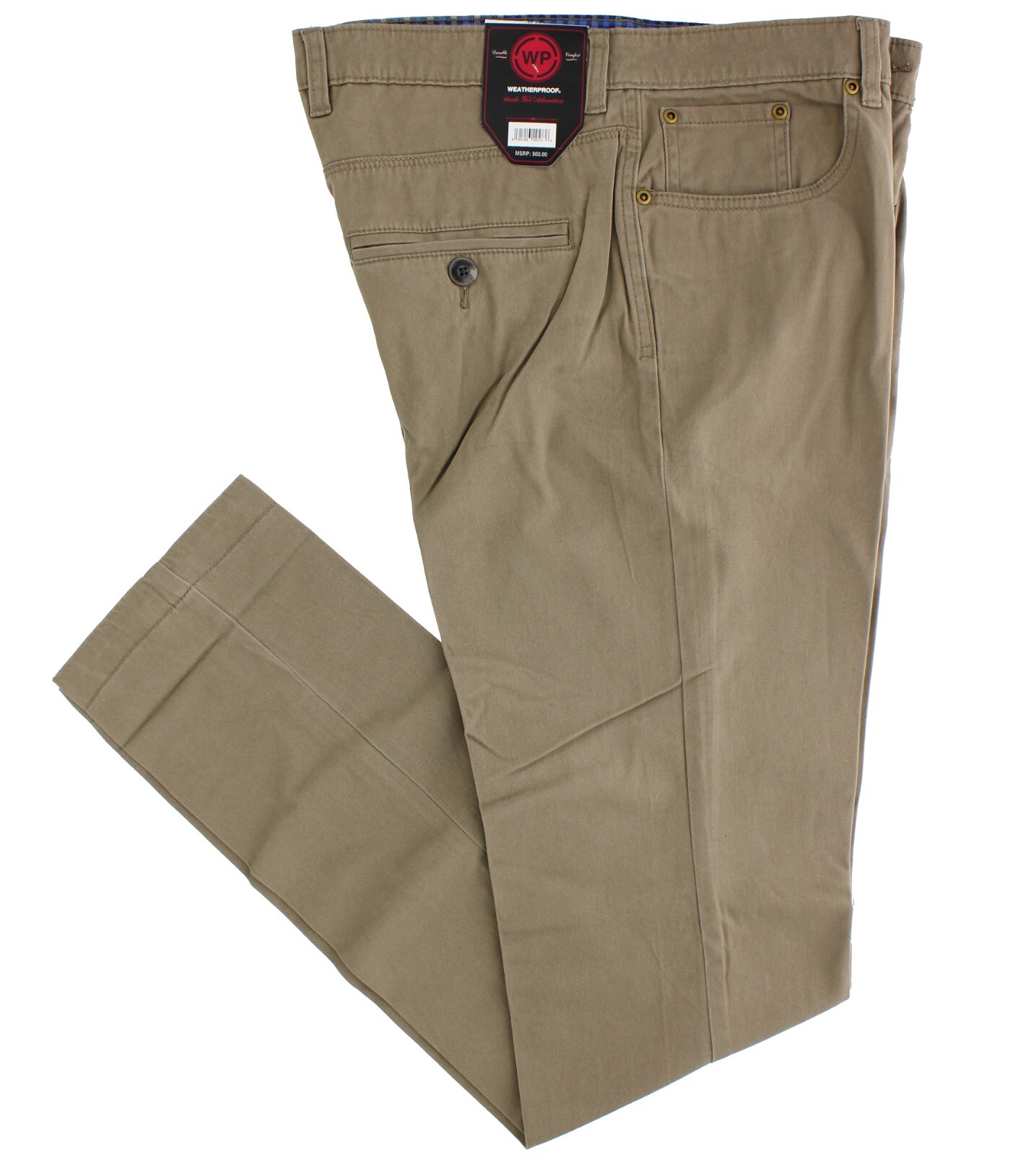 Weatherproof Men’s Pants Durable Comfort Flex 5-Pocket, Soft Twill Cotton Blend
