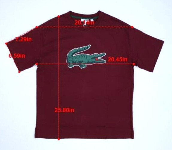 Lacoste Graphic Print Crocodile Cotton T-Shirt Maroon Short Sleeve Boys 16 Years