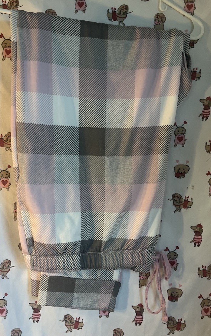 EUC Cuddle Duds Soft Womens XXL Pink Plaid Pajama Pants With Tie Pocket Pants