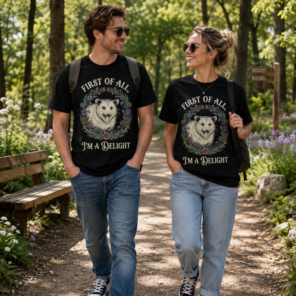 First Of All I’m A Delight Sarcastic Possum Opossum Vintage Women T-Shirt