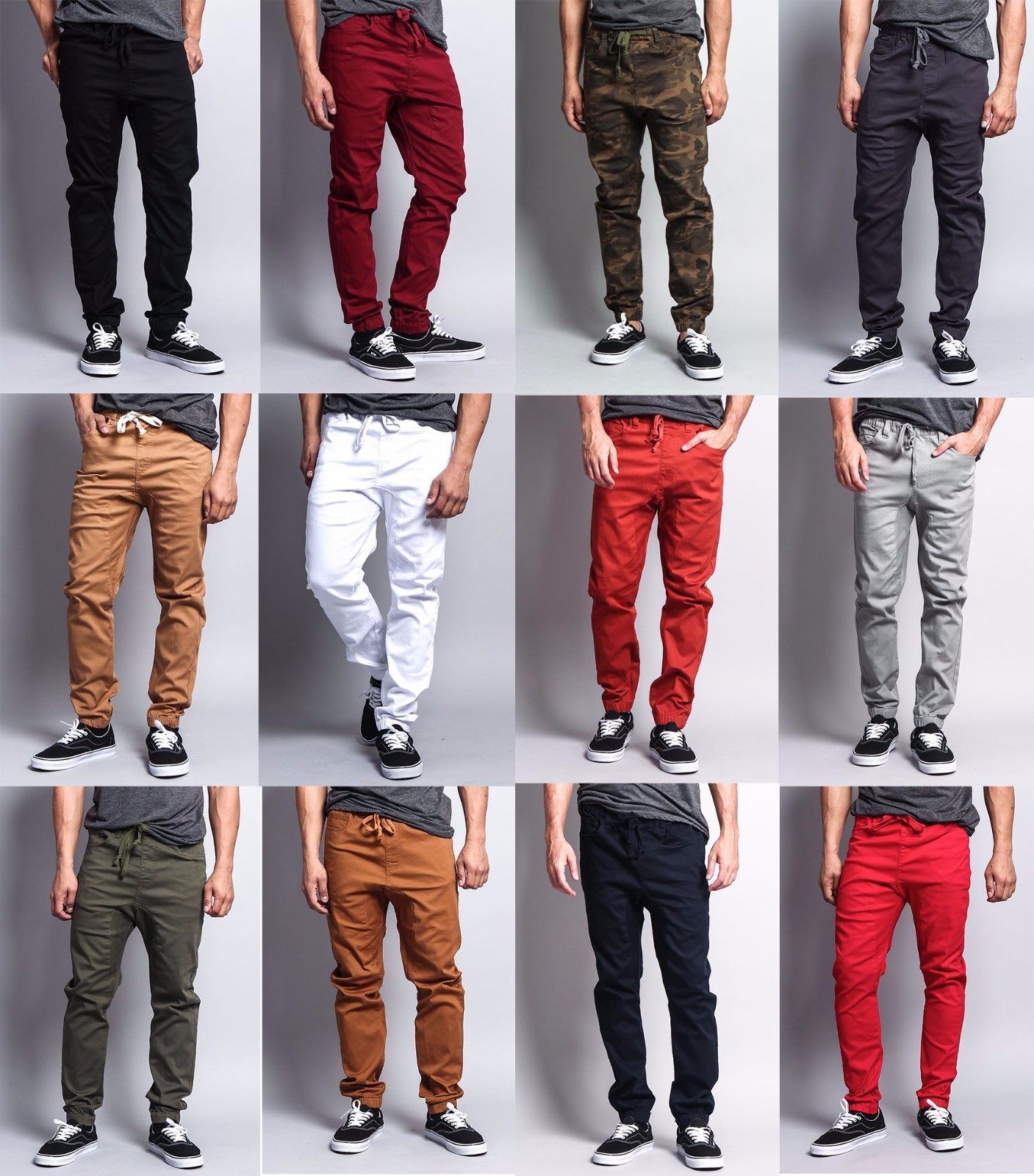 Victorious Men’s Jogger Drop Crotch Twill Pants JG804 SMALL~5XL FREE SHIP