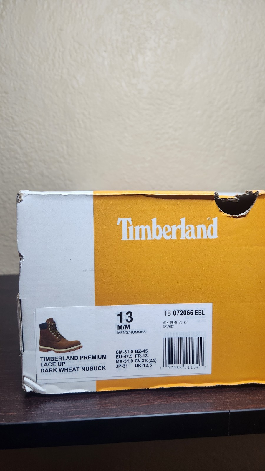Timberland Waterproof Nubuck Lace-Up Ankle Boots Dark Wheat Brown Men’s 13