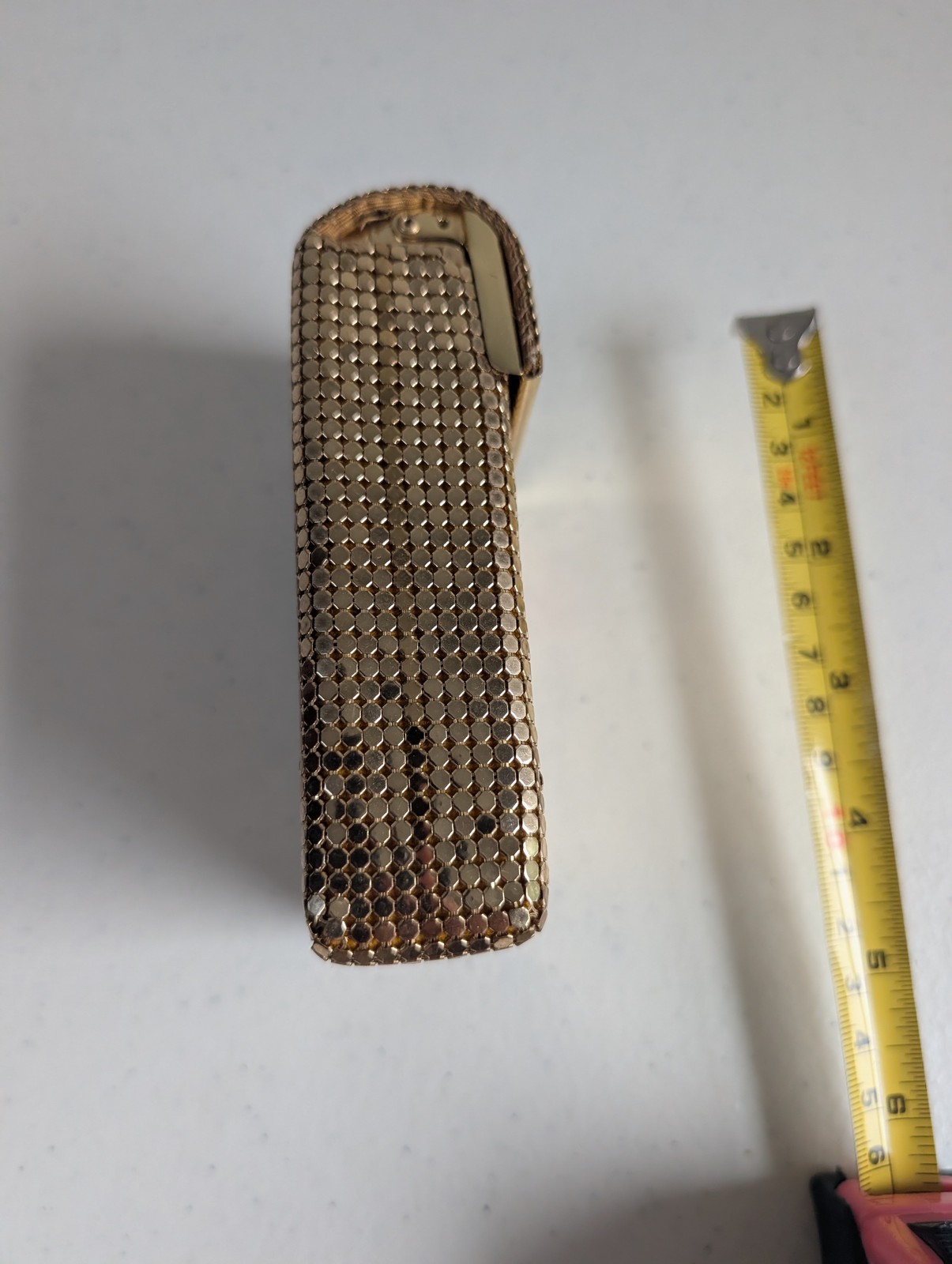 Vintage J. Davis Gold Metal Mesh Cigarette Case Card Holder Evening Clutch Bag