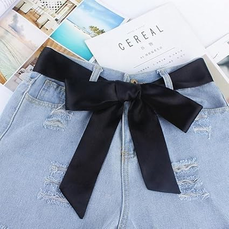 Black Satin Ribbon Belt Long Chiffon Sash Waist Belt for Bridal Wedding Dress Be