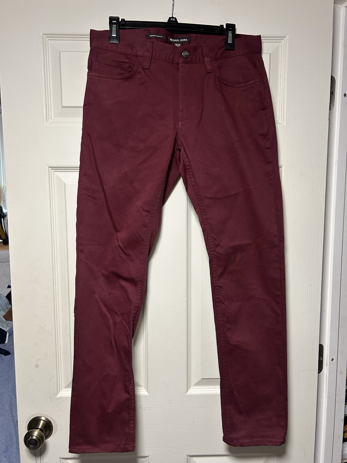 Michael Kors Parker Slim Fit Pants Red Burgundy 30W 32L 30×32 Pre Owned Chino