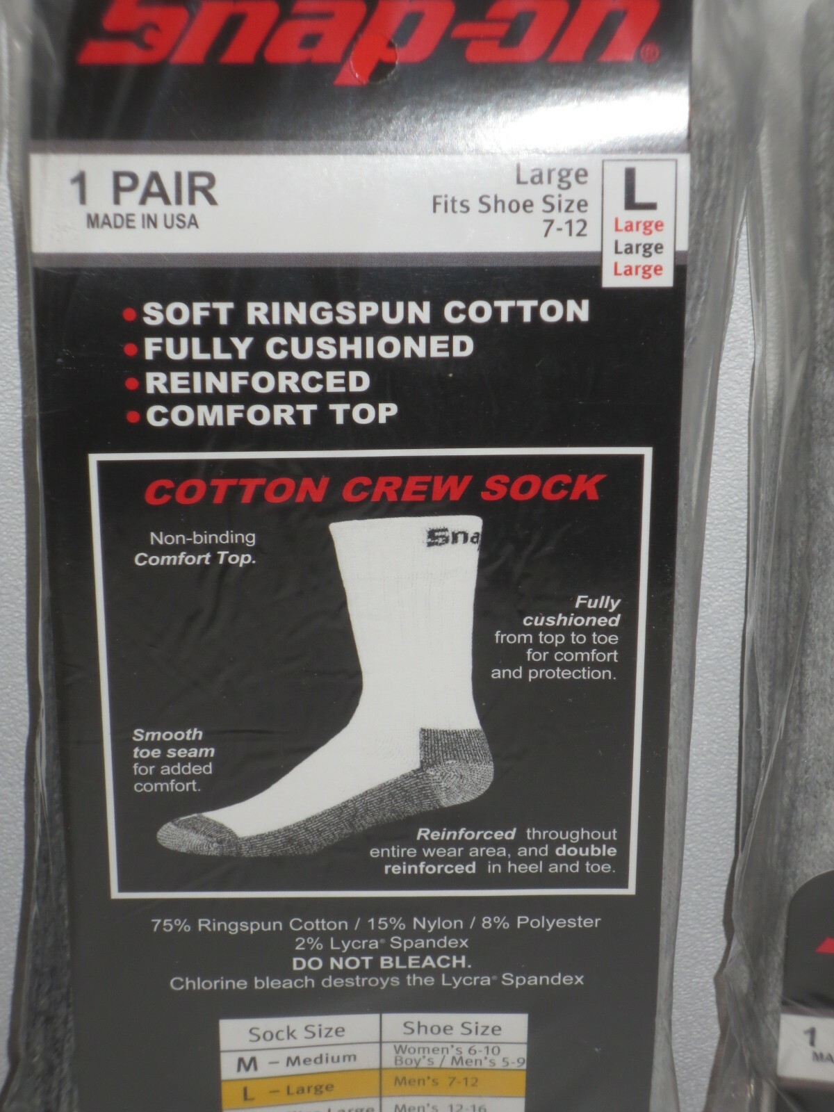 12 PAIRS Men’s GRAY Snap-On Crew Socks LARGE ~ FREE SHIPPING ~ MADE IN USA *NEW*