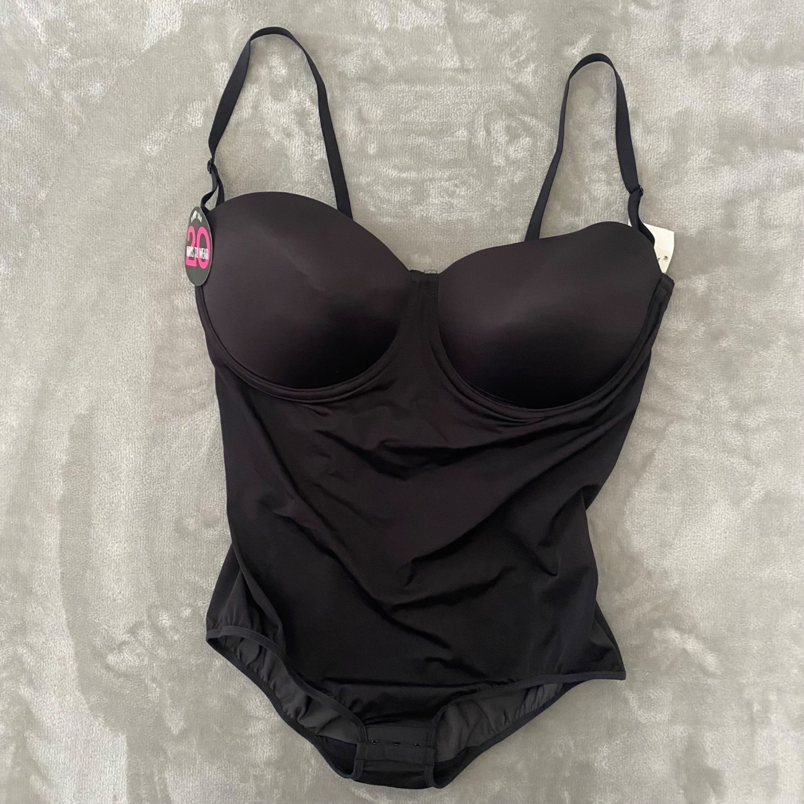 Maidenform Bodysuit Shapewear Women 40D Black DMS108 Convertible Firm Control