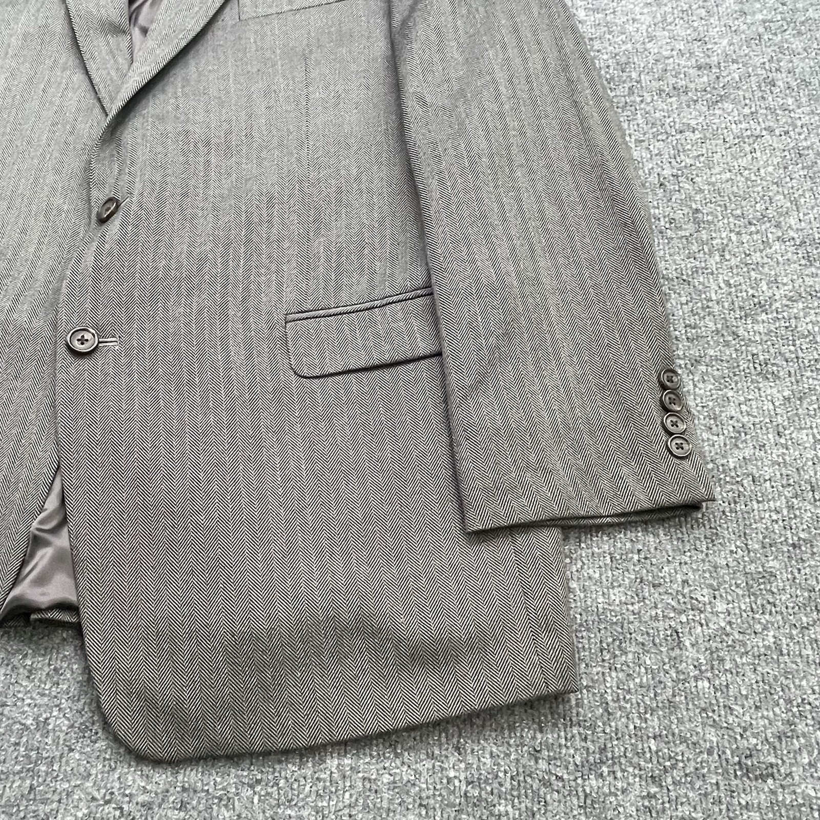 Lauren Ralph Lauren Mens Blazer 46L Gray Herringbone 2 Button Single Vented NWOT