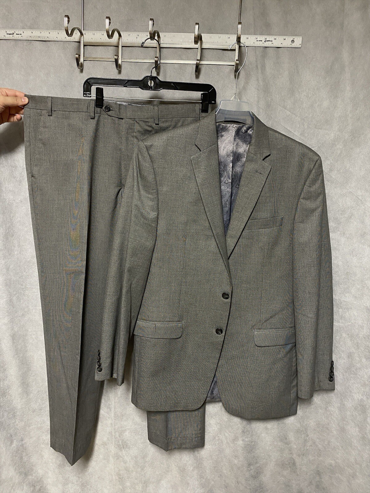 Chaps Suit Men 42L Gray Academia Career Formal 38 X30 Pants Ralph Lauren Luxury