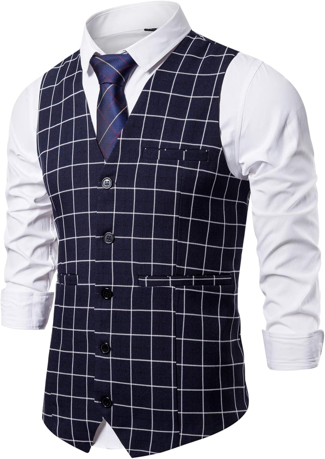 Mens Suit Vest Formal Business Slim Fit Waistcoat for Wedding Tuxedo Party