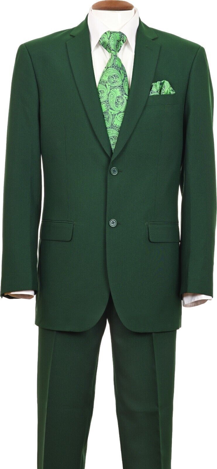 New Men’s 2Pc Single Breasted Basic Suit Two Button Black Green 38R~56L