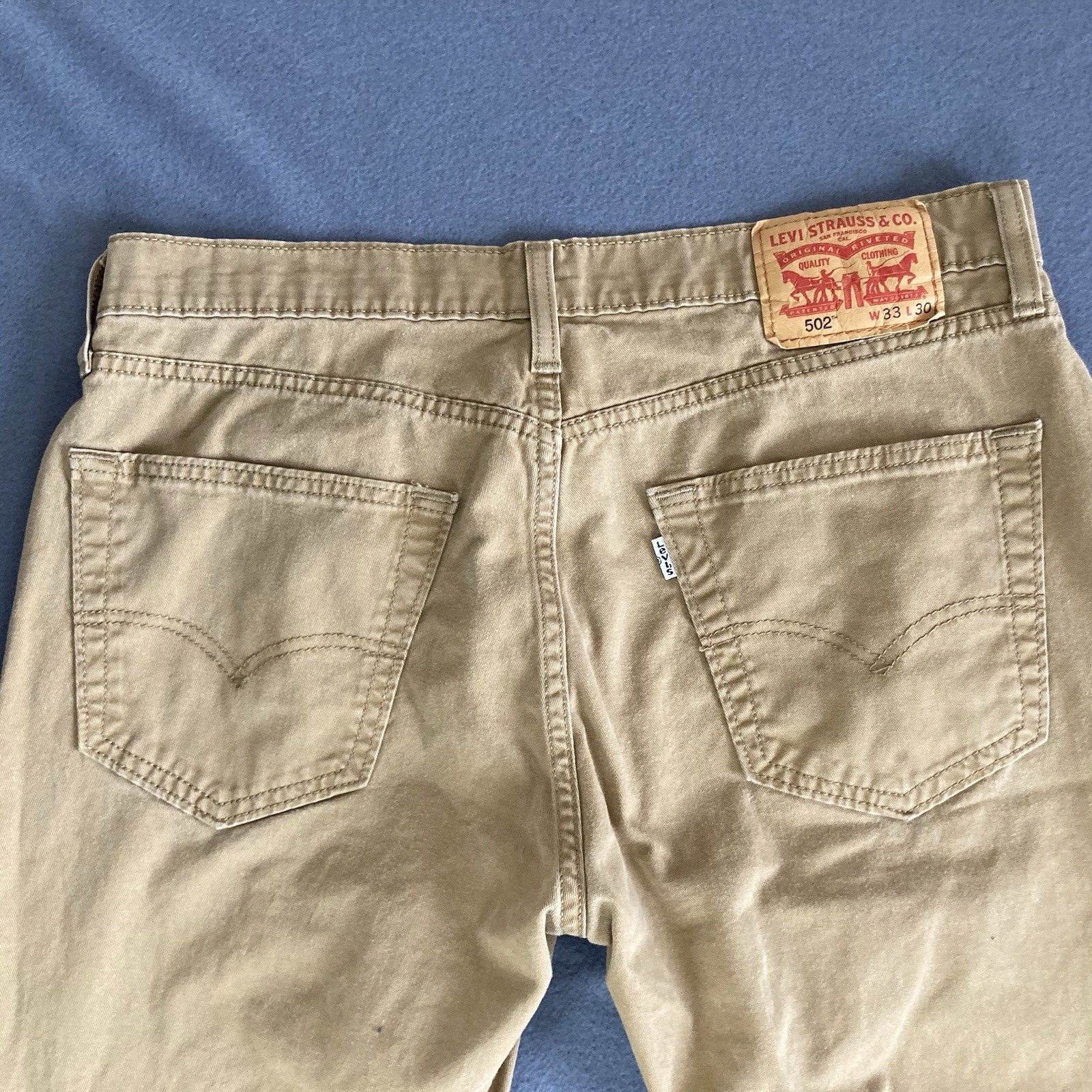 Levi’s 502 Jeans Men’s Size 33×30 (Fit 33×28) Tan Regular Taper Stretch Casual