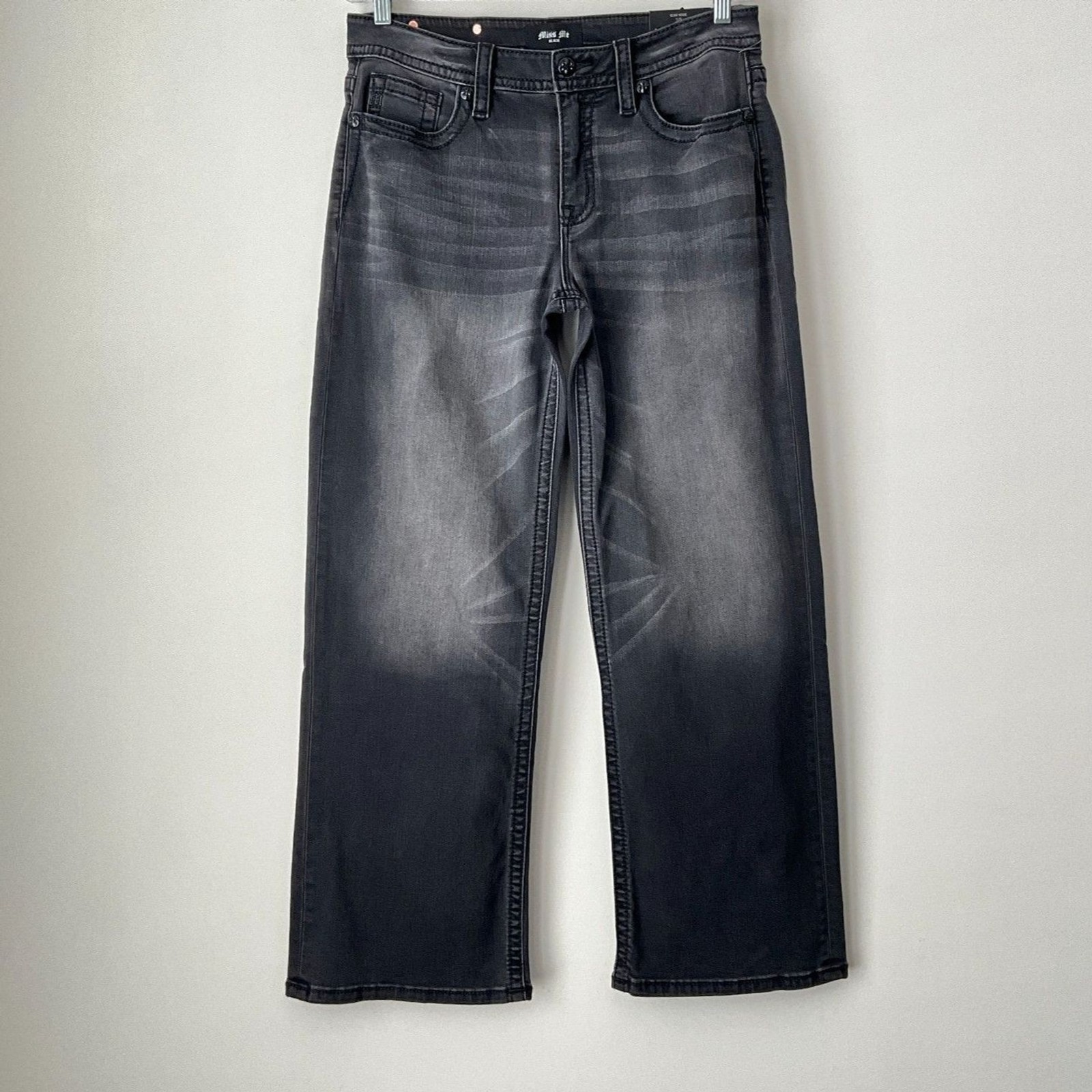 Miss Me Black Slim Mid-Rise Slim Wide In Grey 30