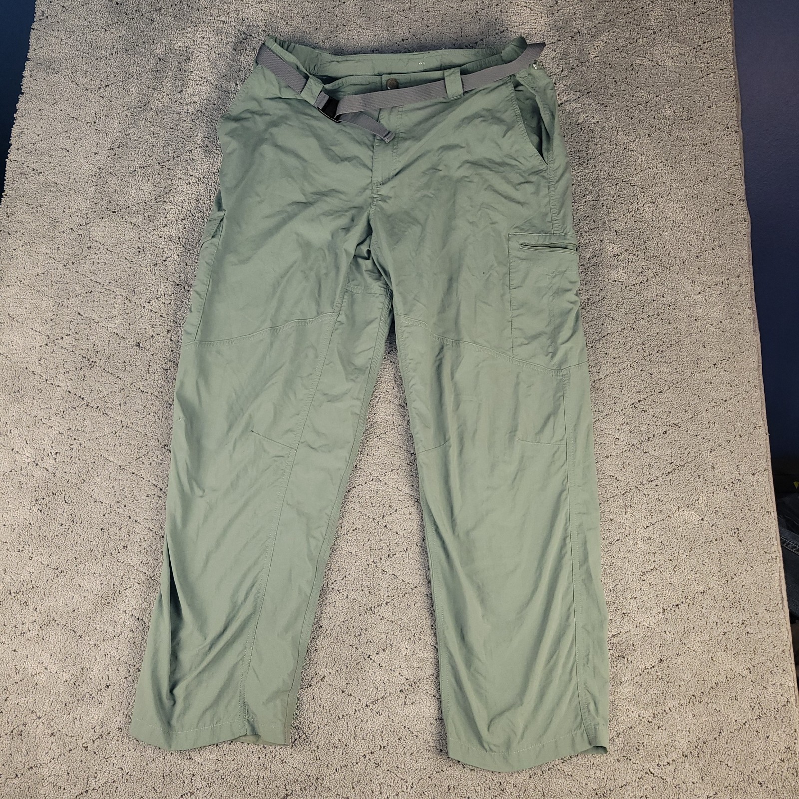 Columbia Cargo Pants Mens 40×30 Green Relaxed Belted Adjustable Waist Hiking