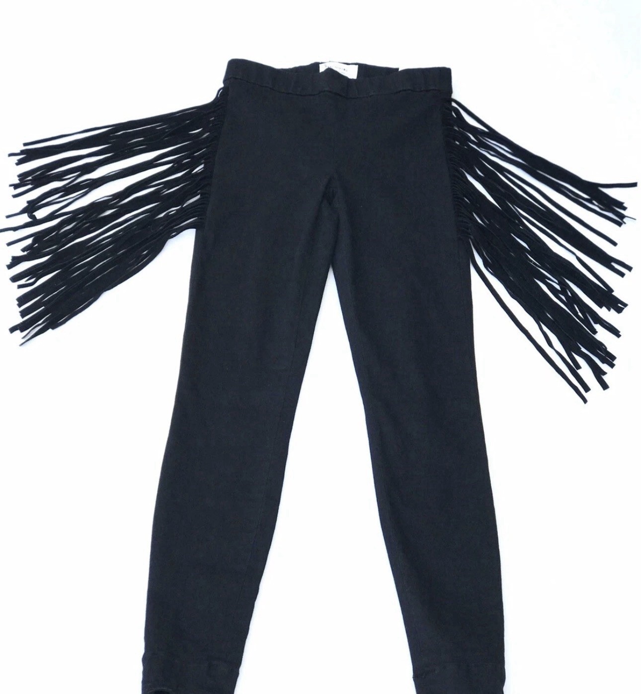 MCGUIRE Black Western FRINGE Leather Skinny Leg Jean Pants M15 Sz 26