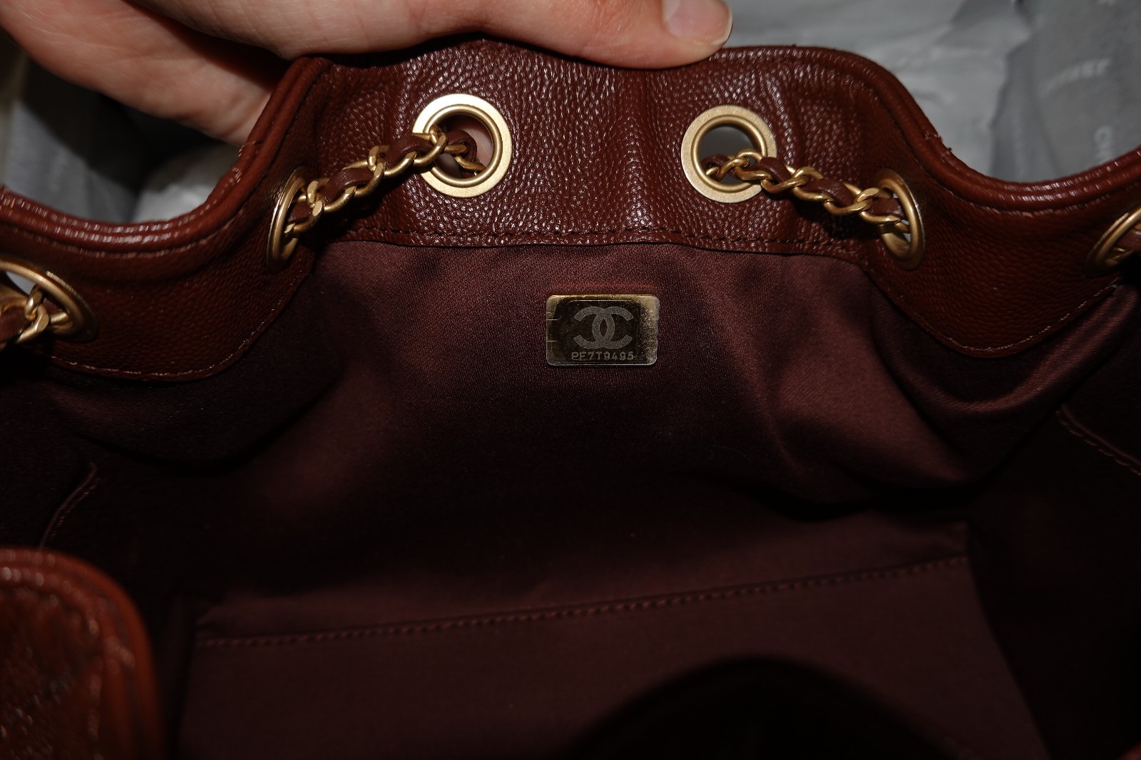 Chanel 25 Mini Dark Burgandy Cavier Gold hardware, Receipt, Orginal Box, dustbag