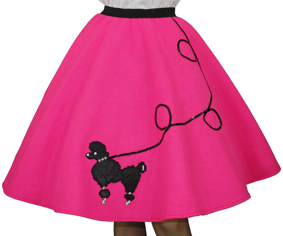 Neon Pink FELT 50s Poodle Skirt _ Adult Size MEDIUM _ Waist 30″-37″ _ Length 25″