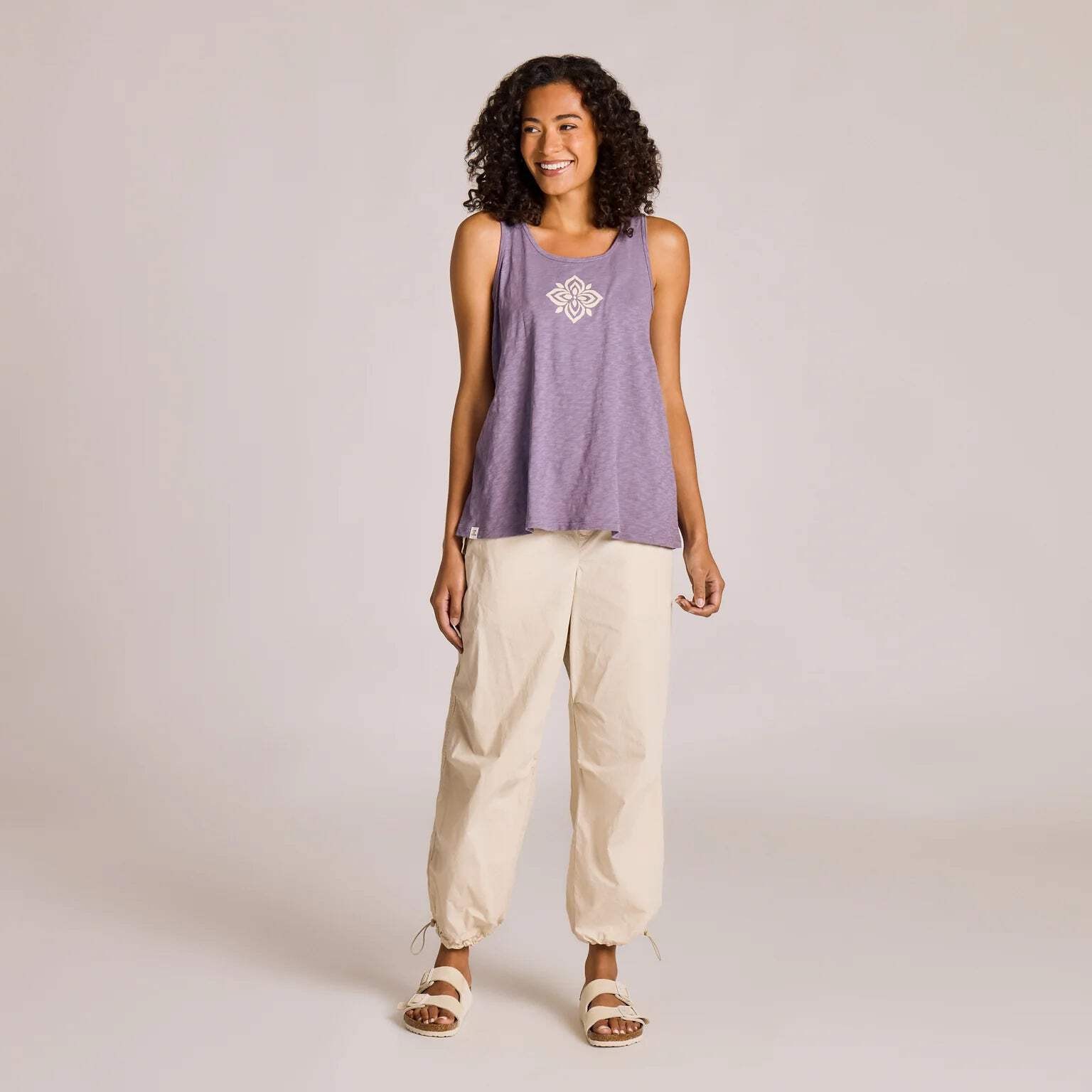 Life is Good 153731 – Women’s Crafty Flower Slub Easy Fit Tank – Dusk Purple