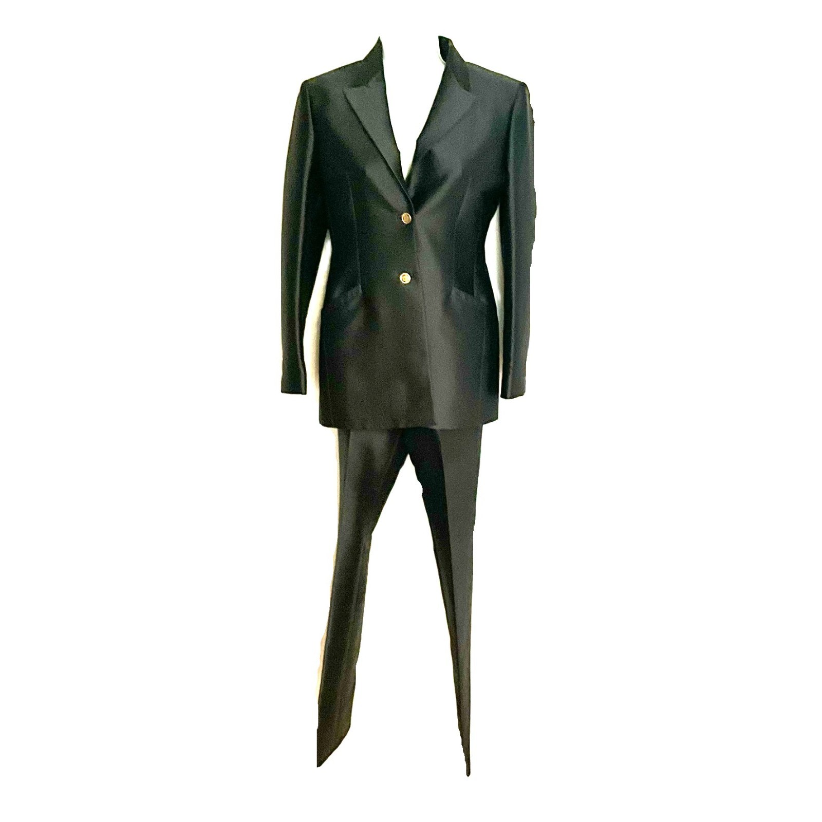 Vintage Gianni Versace Black Tailored Paintsuit Set Size IT 40 Italy