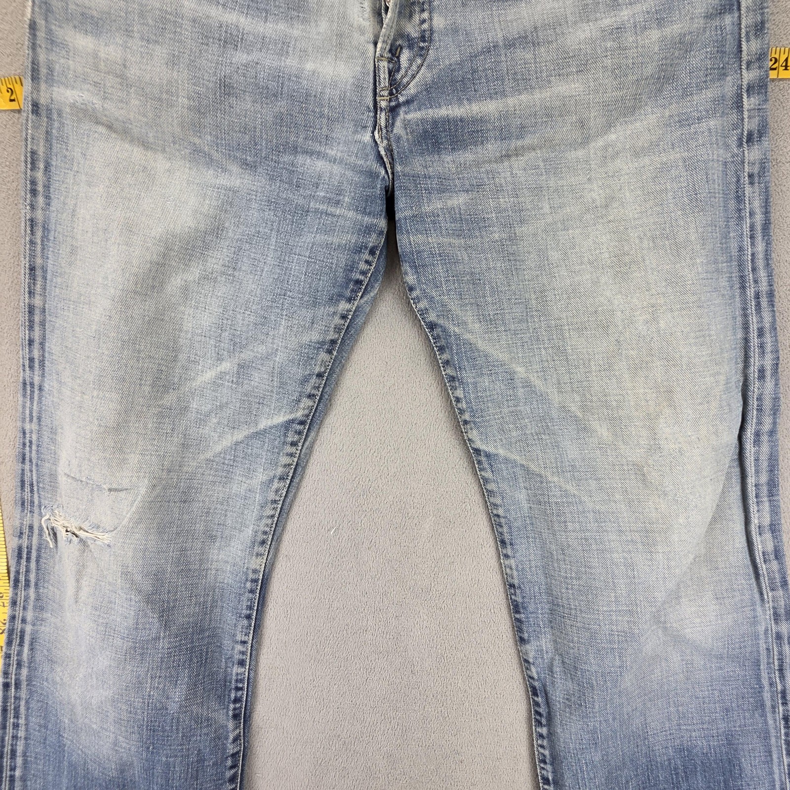 Diesel Jeans Mens 32×27 Blue Regular Straight Light Wash Distressed Made Italy