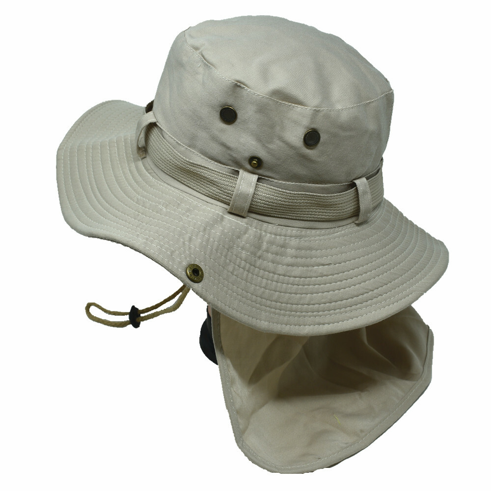 Mens Womens Summer Bucket Boonie Hat Neck Cover Flap Sun Wide Brim Outdoor Cap