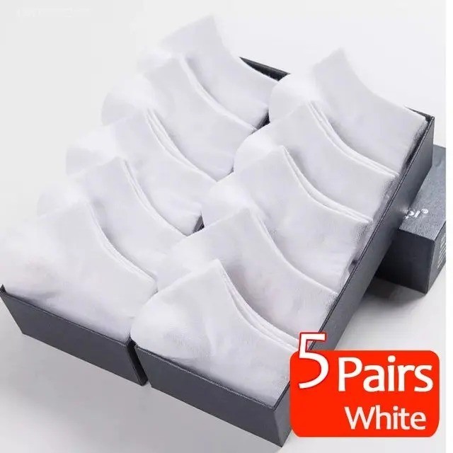 5pairs Mens Socks Boat Black Business Solid Color Breathable Comfortable Highly