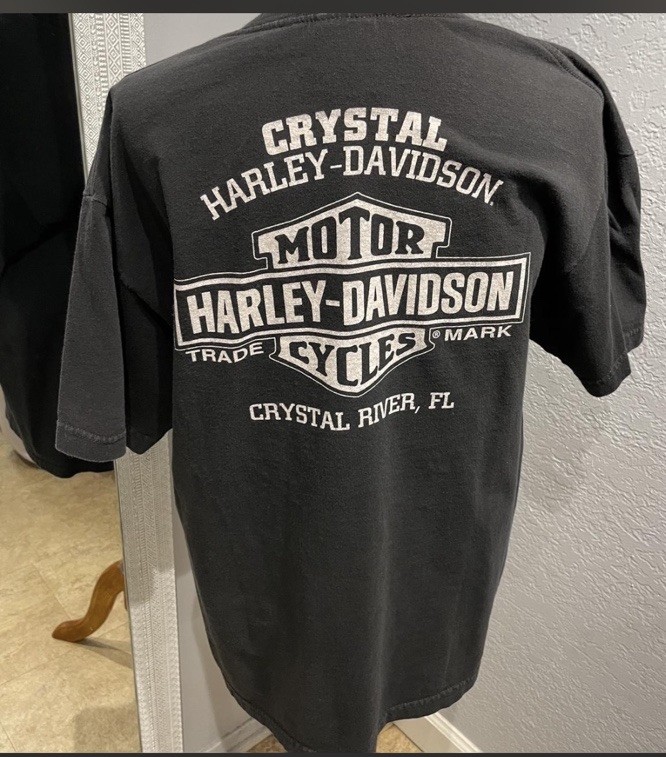 Harley-Davidson Thrashed Crystal River FL Short sleeve Shirt Men’s Large Black