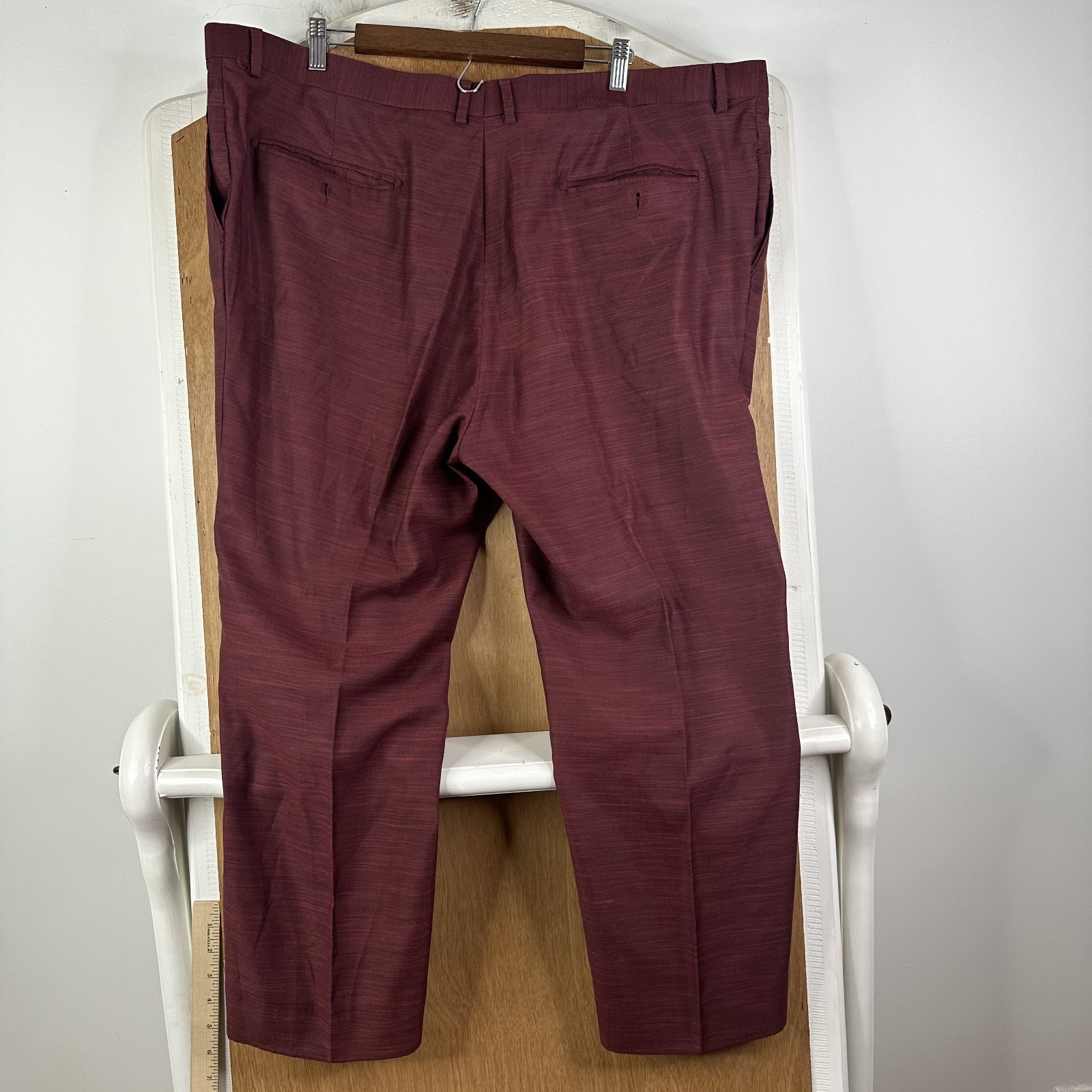 Lineage Suit Mens 52L Red 2 Button Sport Polyester Pants 44×26 Flat Front