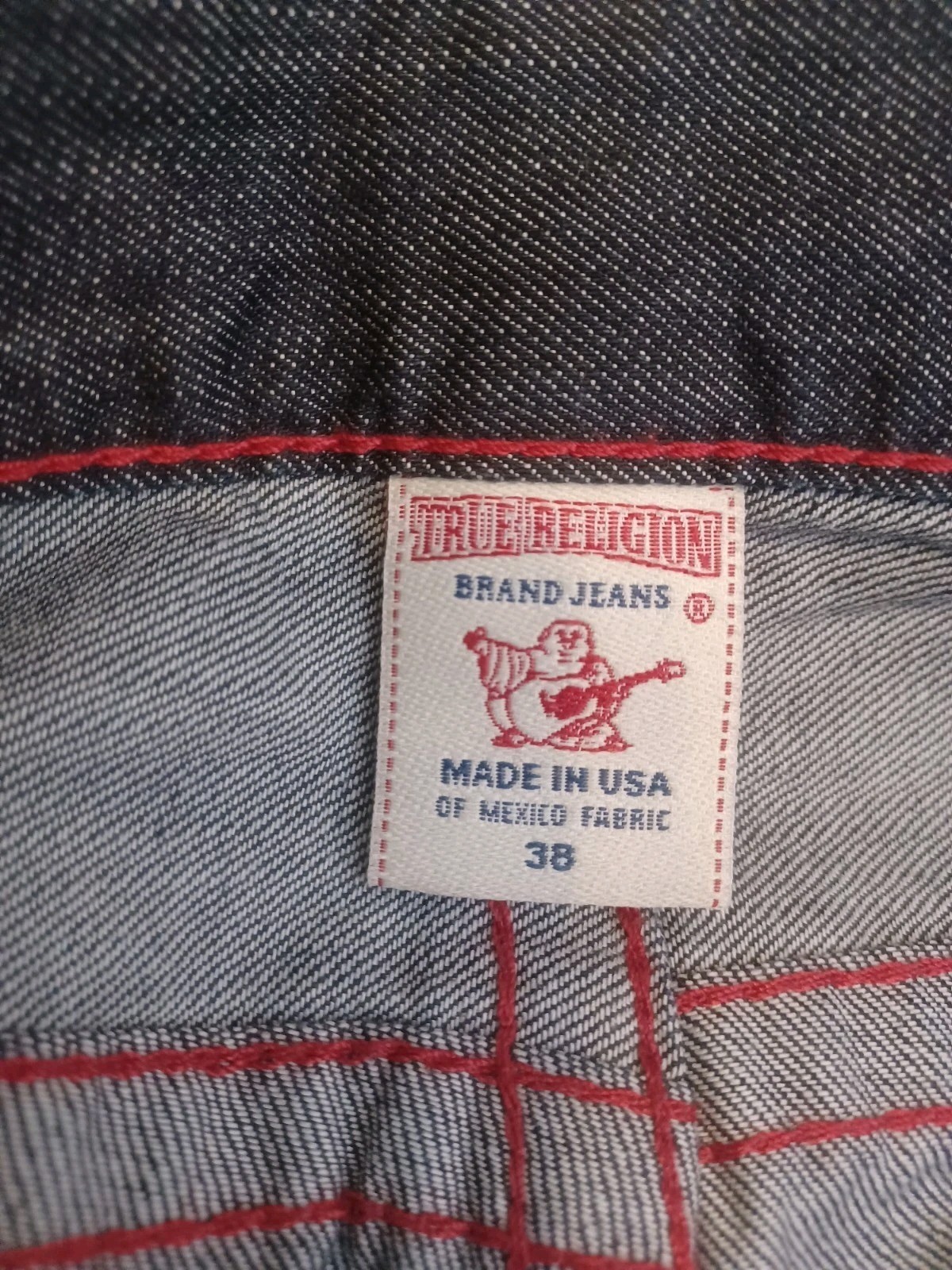 Rare True Religion Straight Flap Jeans Mens 40×35 Thick Stitch Streetwear READ