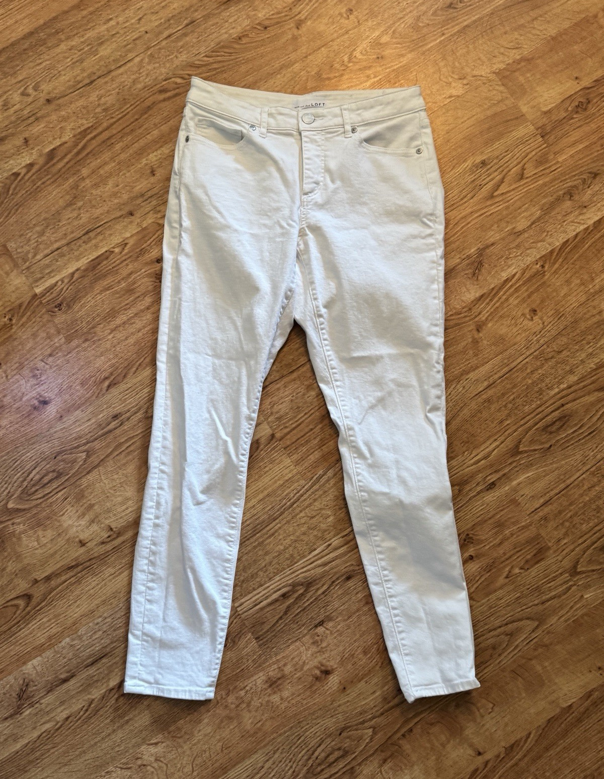 LOFT White Skinny Jeans Women’s Size 4 Mid Rise Cotton Denim 5-Pocket Zip