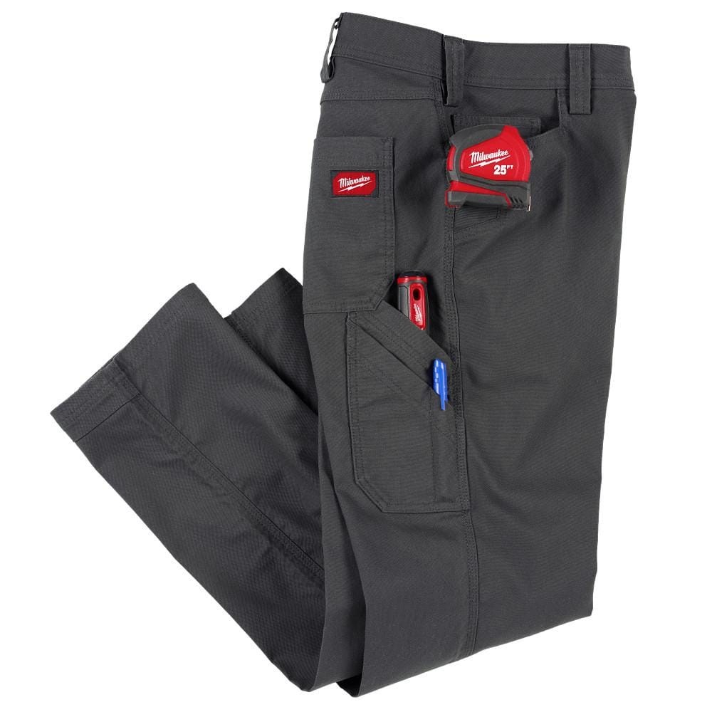 Milwaukee Men’s 32 in. x 30 in. Gray Cotton/Polyester Work Pants with 7 Pockets