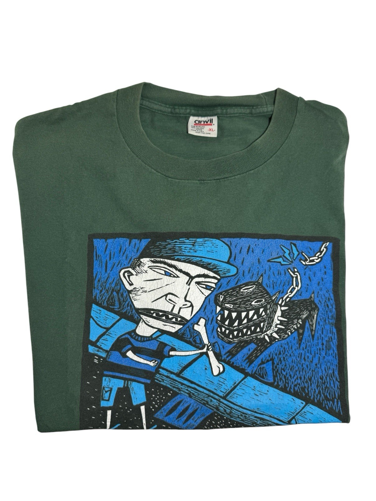 Vintage Quicksand SLIP Shirt 90s Size XL Single Stitch Hardcore Punk Band Green