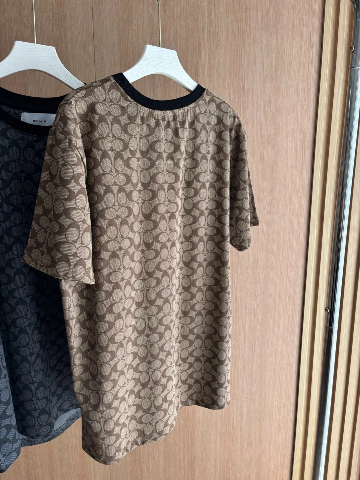 NWT COACH Women Men’s Unisex Black Brown printed T Shirt Organic Cotton