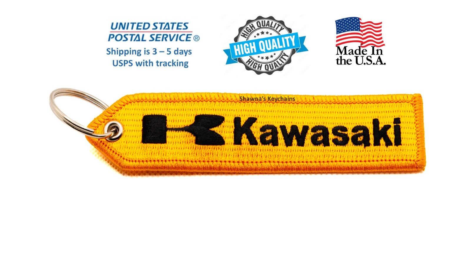 KAWASAKI Double Sided Keychain Patch High Quality Fabric Key Fob Moto keychain